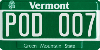 VT license plate POD007