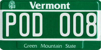 VT license plate POD008