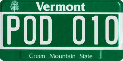 VT license plate POD010