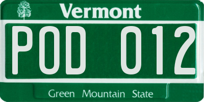 VT license plate POD012
