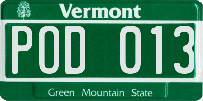 VT license plate POD013