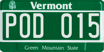 VT license plate POD015