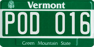 VT license plate POD016