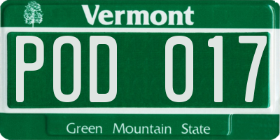 VT license plate POD017
