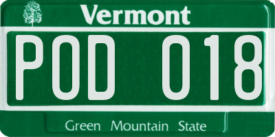 VT license plate POD018