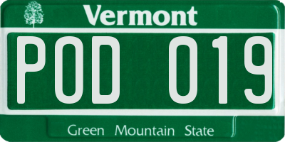 VT license plate POD019