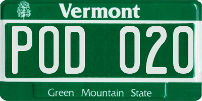 VT license plate POD020