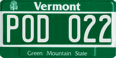 VT license plate POD022