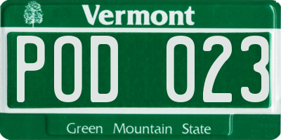 VT license plate POD023