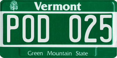 VT license plate POD025