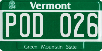 VT license plate POD026