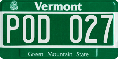VT license plate POD027