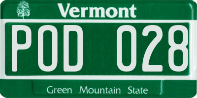 VT license plate POD028