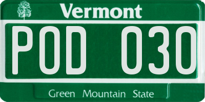 VT license plate POD030