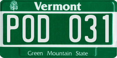 VT license plate POD031