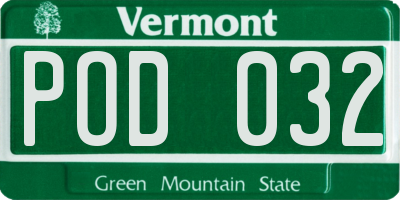 VT license plate POD032