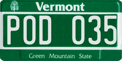 VT license plate POD035
