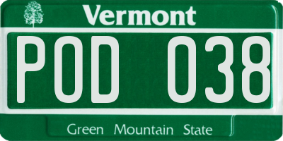 VT license plate POD038