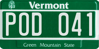 VT license plate POD041