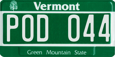 VT license plate POD044