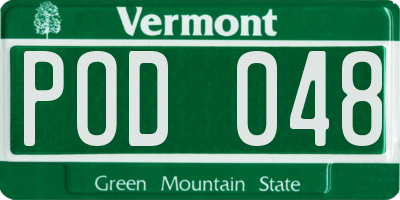 VT license plate POD048