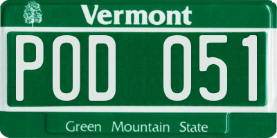 VT license plate POD051