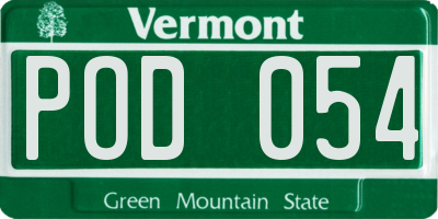 VT license plate POD054