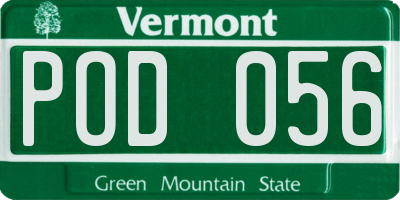 VT license plate POD056