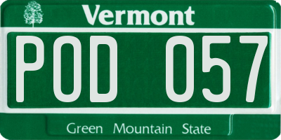VT license plate POD057