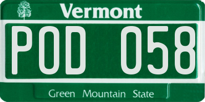 VT license plate POD058