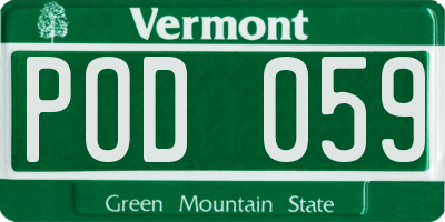 VT license plate POD059