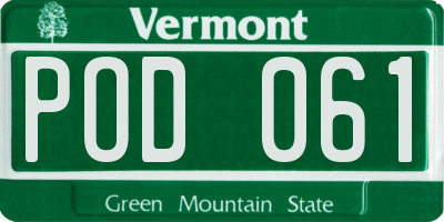 VT license plate POD061