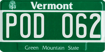 VT license plate POD062