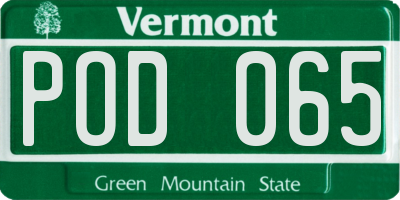 VT license plate POD065