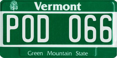 VT license plate POD066