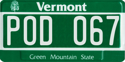 VT license plate POD067