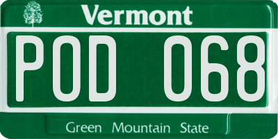 VT license plate POD068
