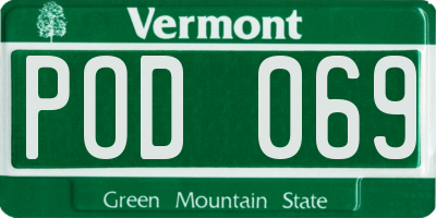 VT license plate POD069