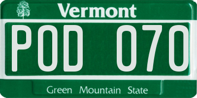 VT license plate POD070
