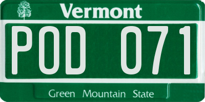 VT license plate POD071