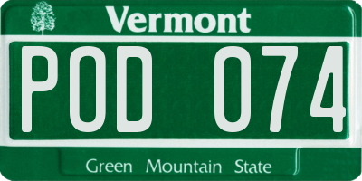 VT license plate POD074