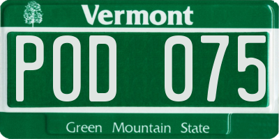 VT license plate POD075