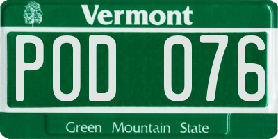 VT license plate POD076