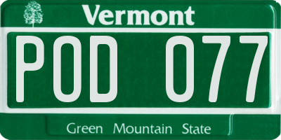 VT license plate POD077