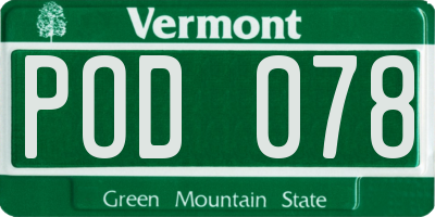 VT license plate POD078