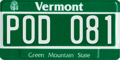 VT license plate POD081