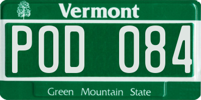 VT license plate POD084
