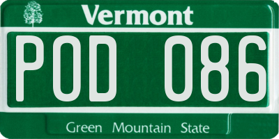 VT license plate POD086