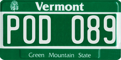 VT license plate POD089