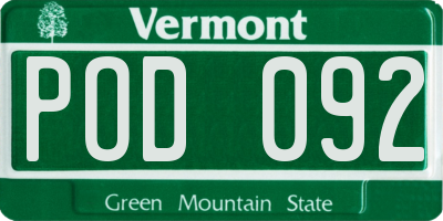 VT license plate POD092